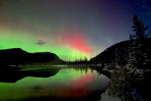 Northern Lights over a winter lake