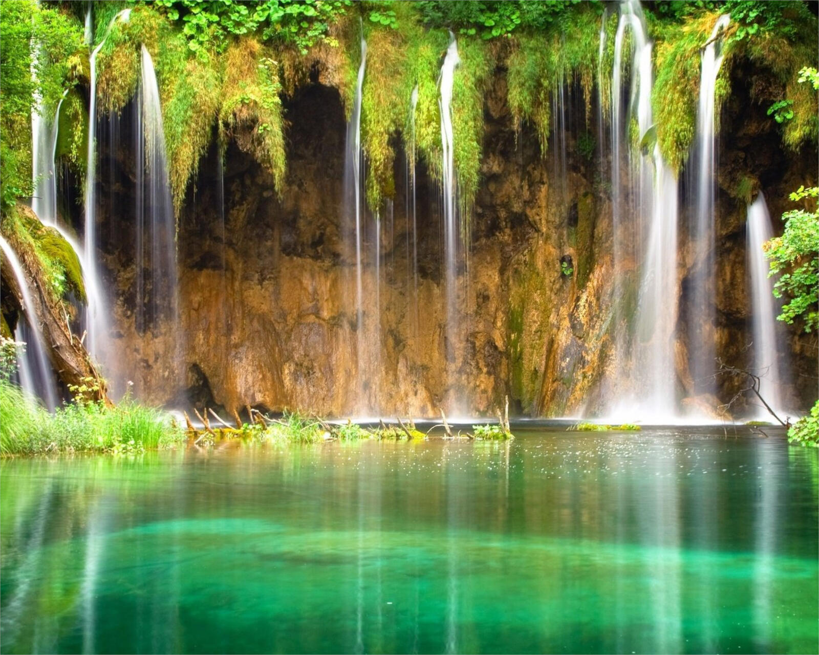 Wallpapers river waterfall greens on the desktop