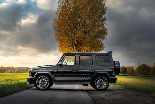 Black Mercedes G Class in AMG body kit side view