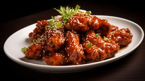 Marinated chicken wings with sesame seeds