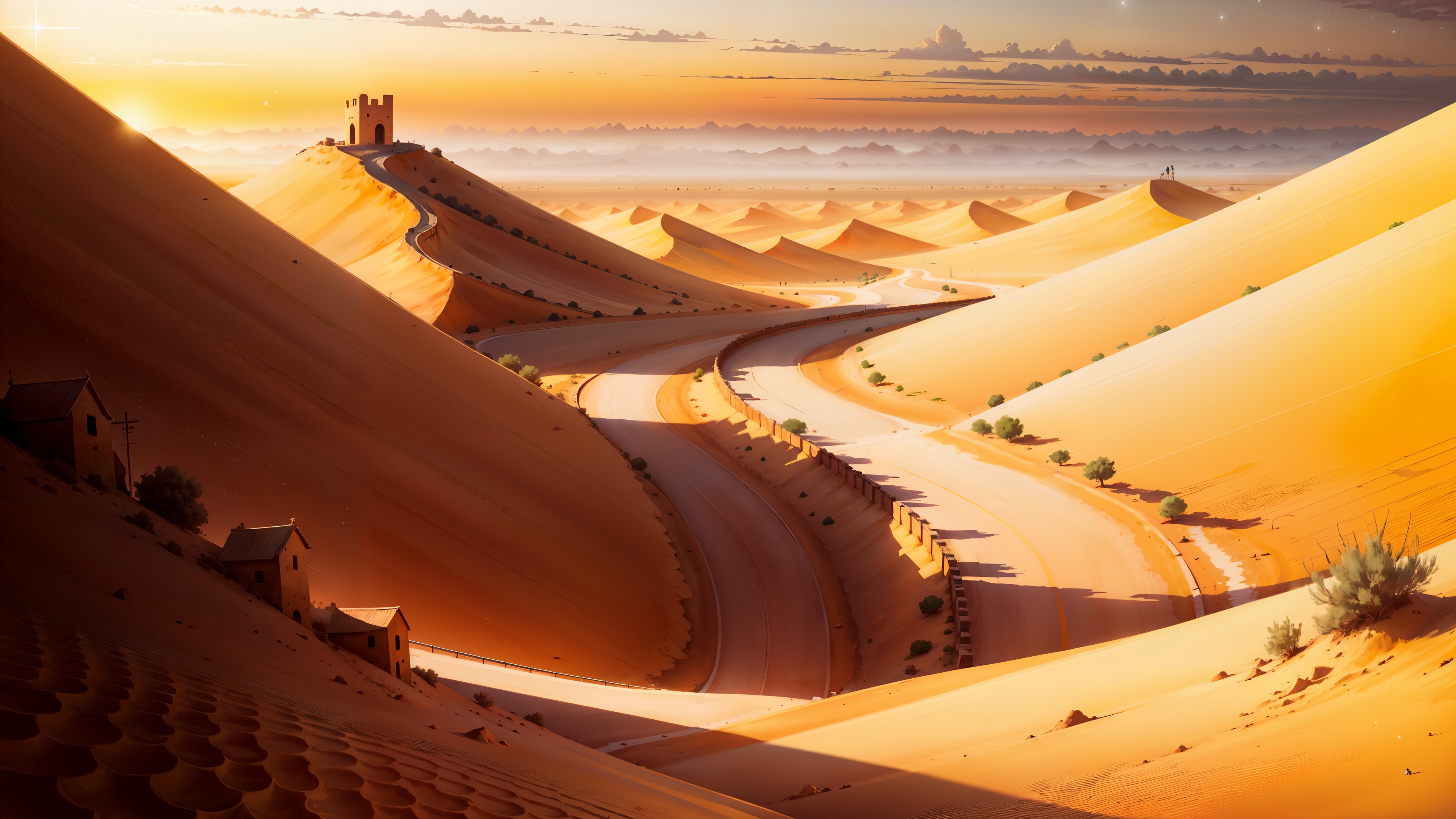 穿越沙漠的蜿蜒公路
