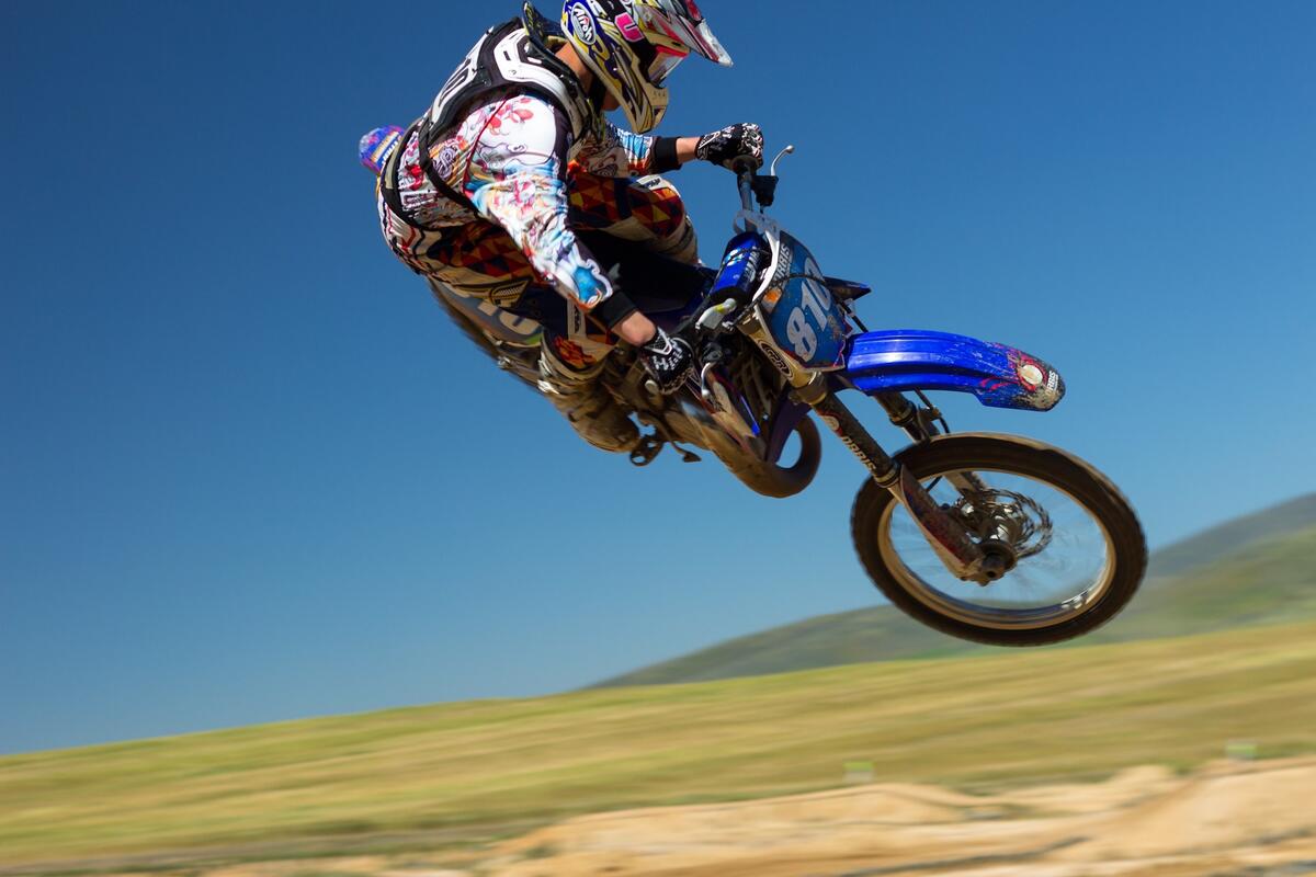 Freestyle motorcycle riding in the extreme sport of motocross
