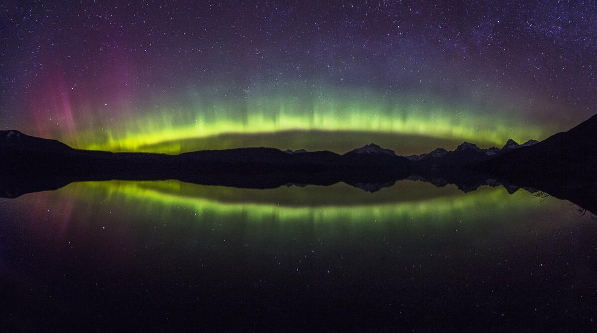 Beautiful northern lights over the lake