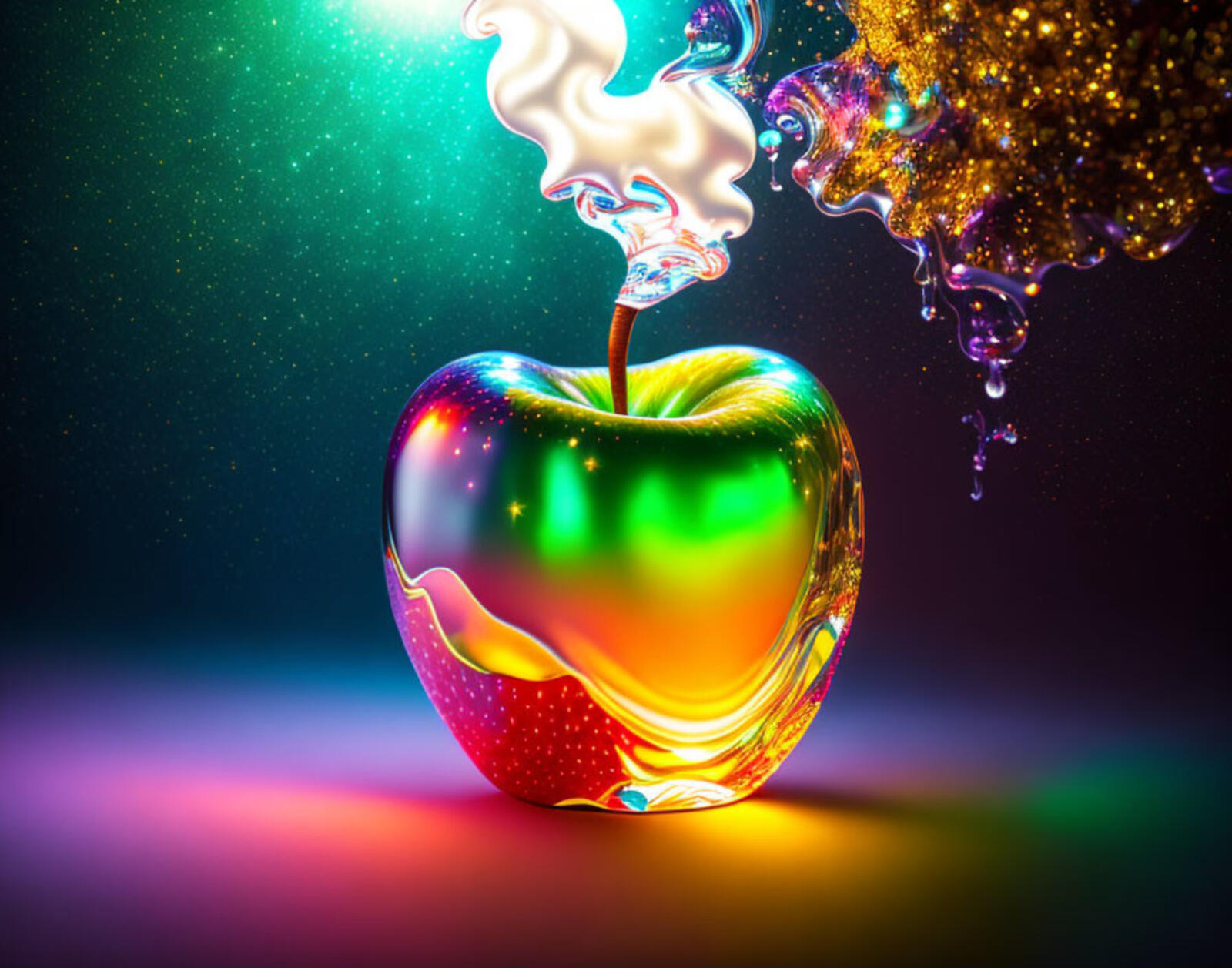 Бесплатное фото Стеклянное яблоко с дымом