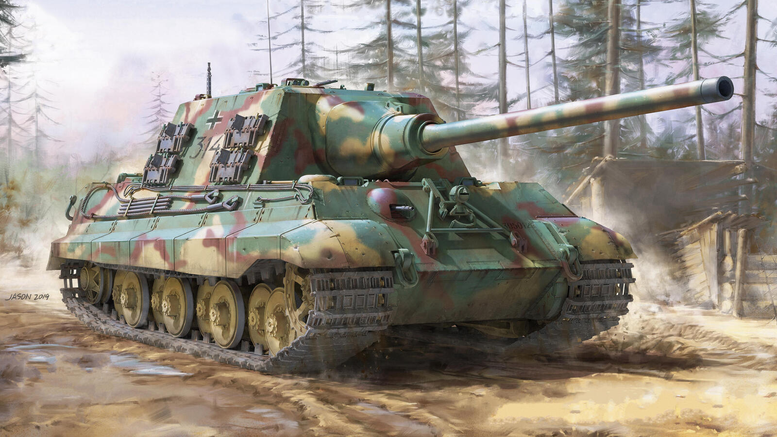 Free photo German jagdtiger in the woods