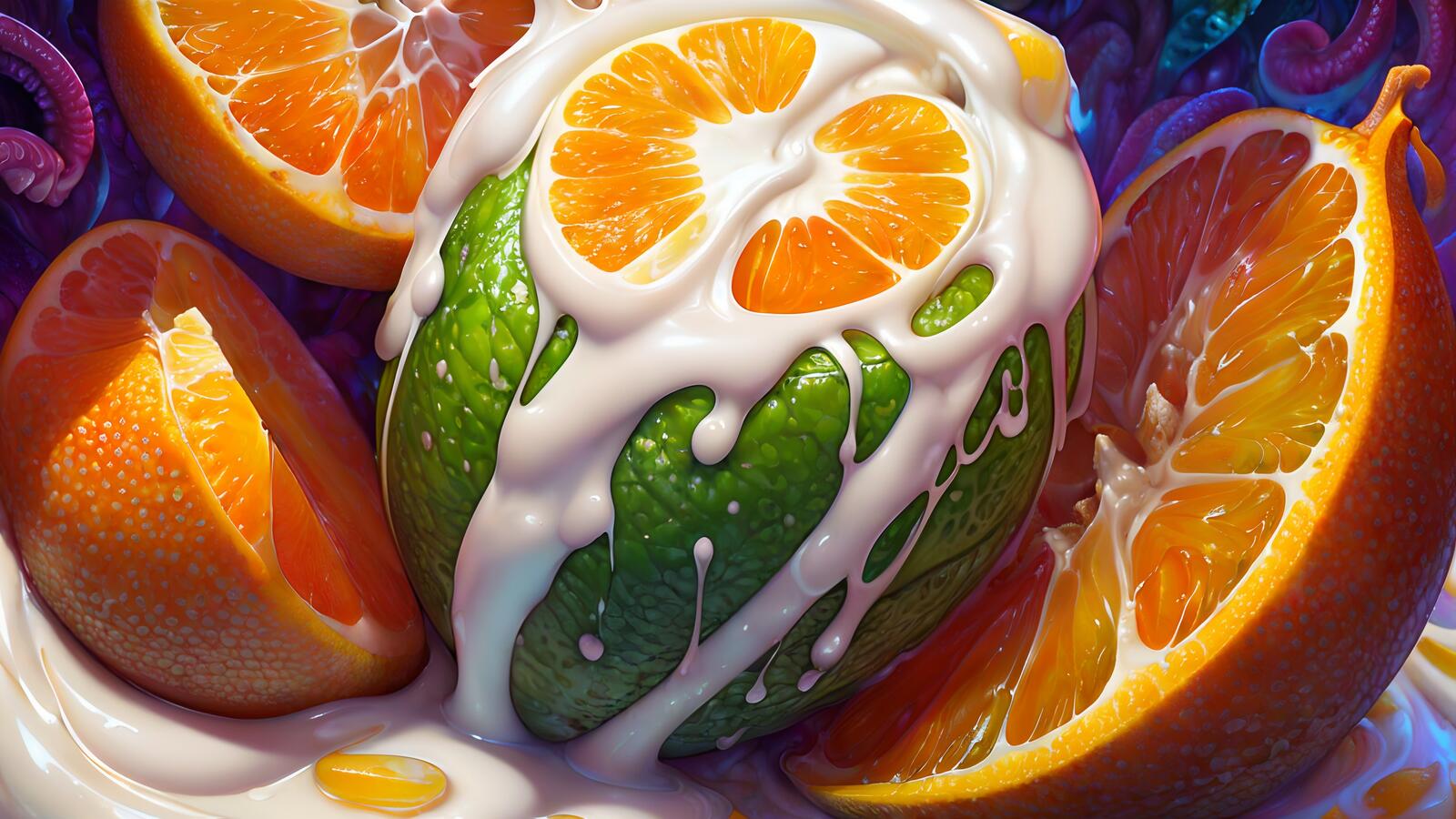 Бесплатное фото Лайм с апельсином вперемешку с йогуртом