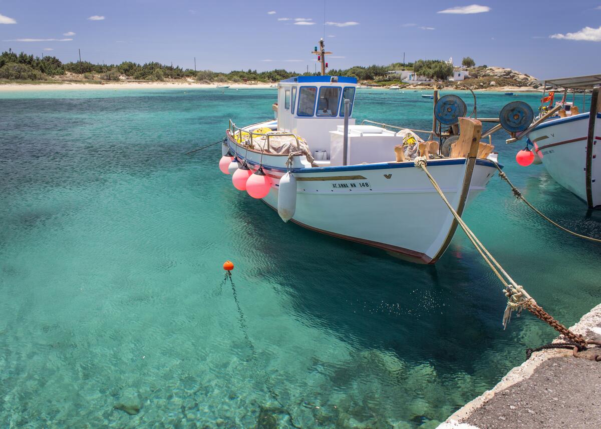 A fishing boat in the blue lagoon.