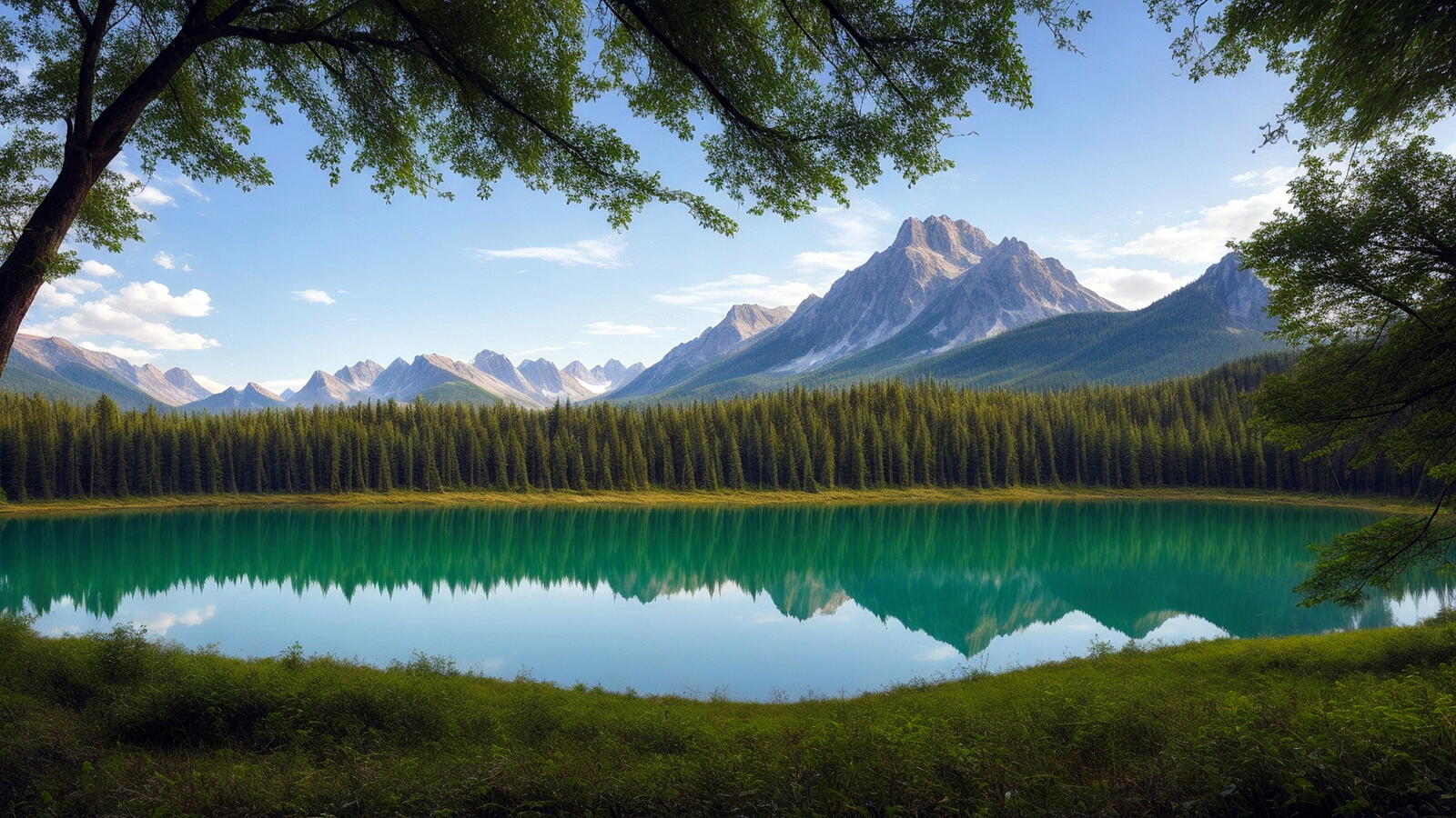 Бесплатное фото Озеро и горный пейзаж