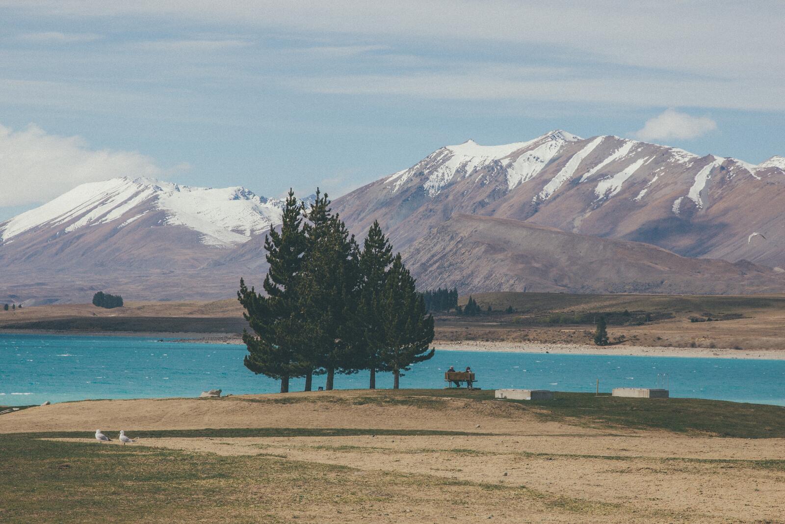 Бесплатное фото Озеро с голубой водой в степи