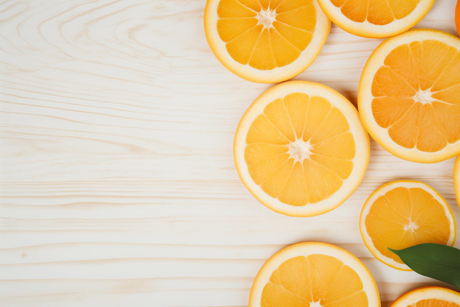 Бесплатное фото Дольки апельсина на деревянном столе