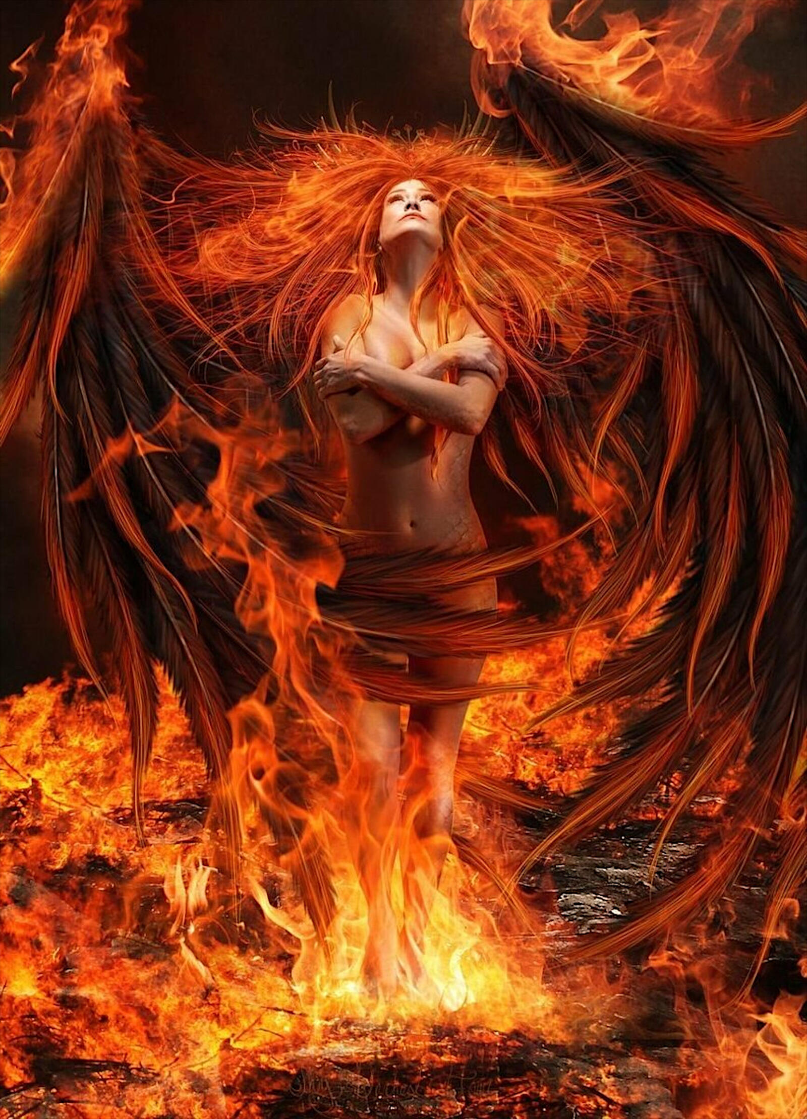 Бесплатное фото Обои ангел огня