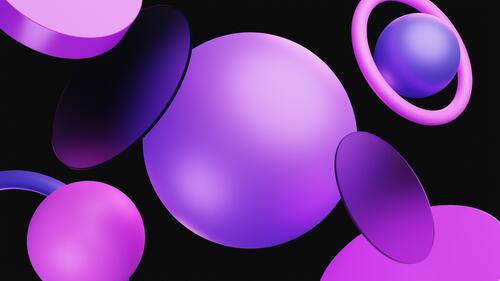 Фиолетовые шары с кругами на черном фоне