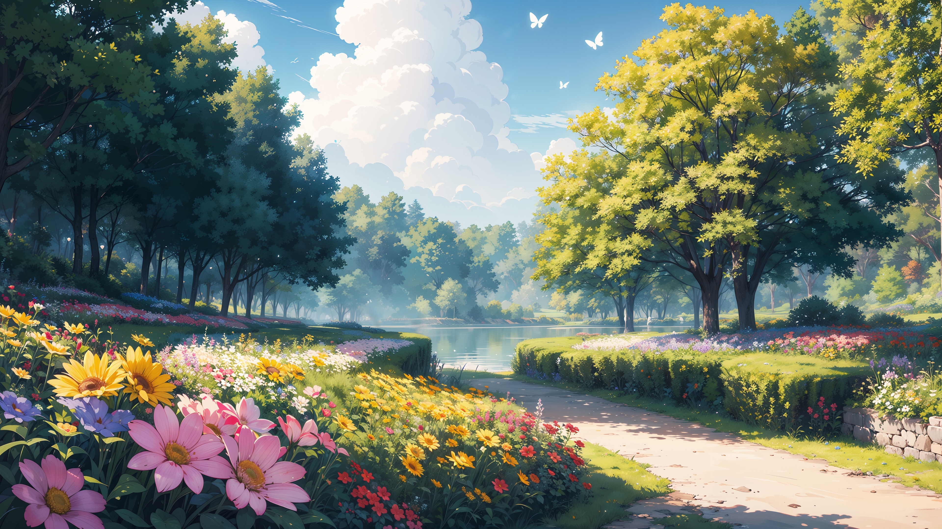 Бесплатное фото Парк с цветами