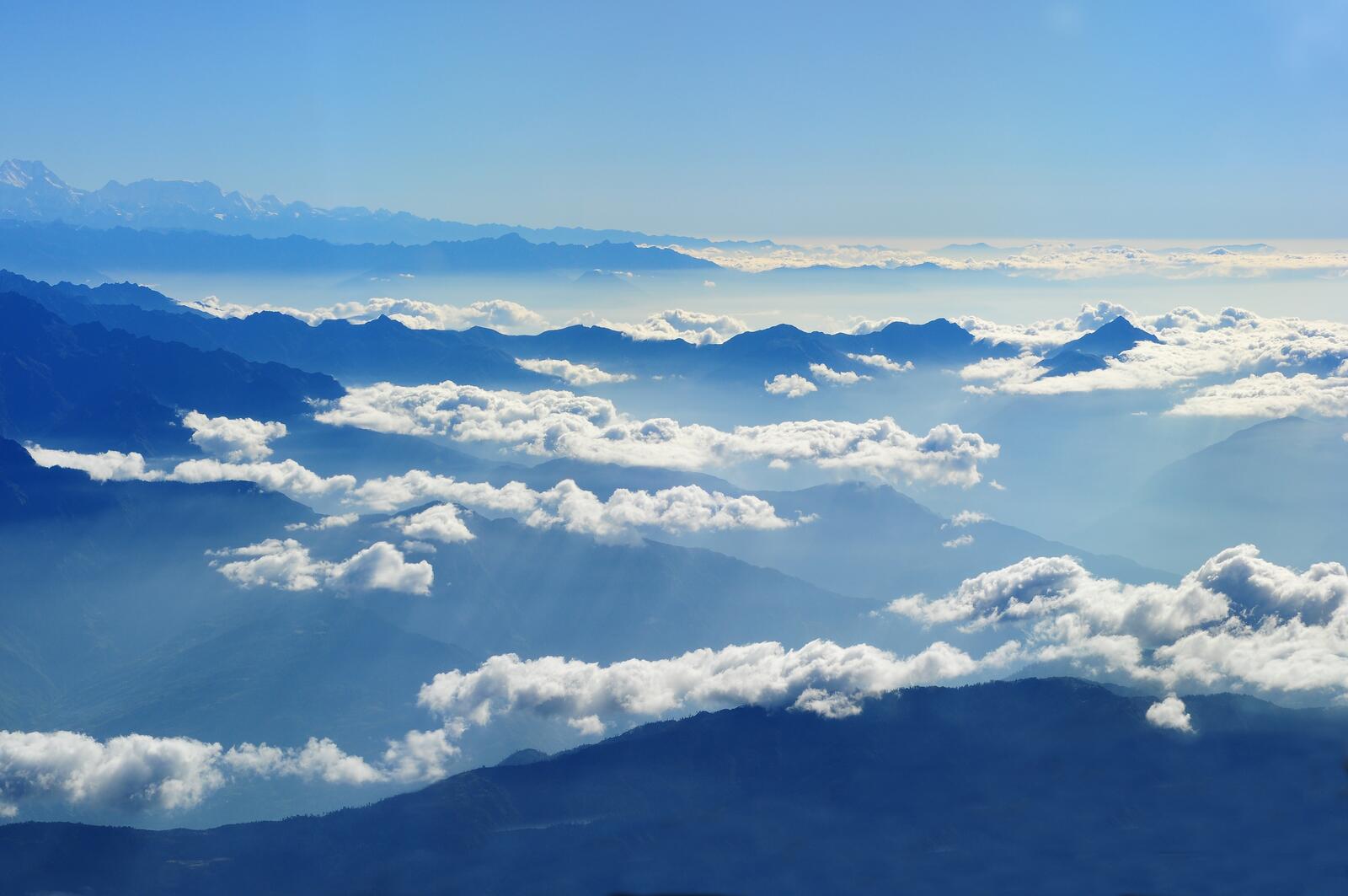 Обои аэрофотосъемка кучевые облака пейзажи на рабочий стол