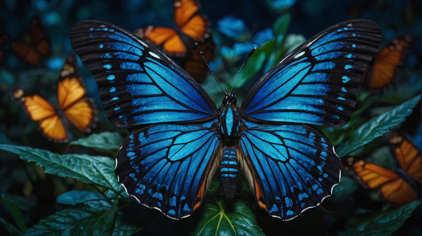 Бесплатное фото Большая бабочка с множеством расправленных крыльев
