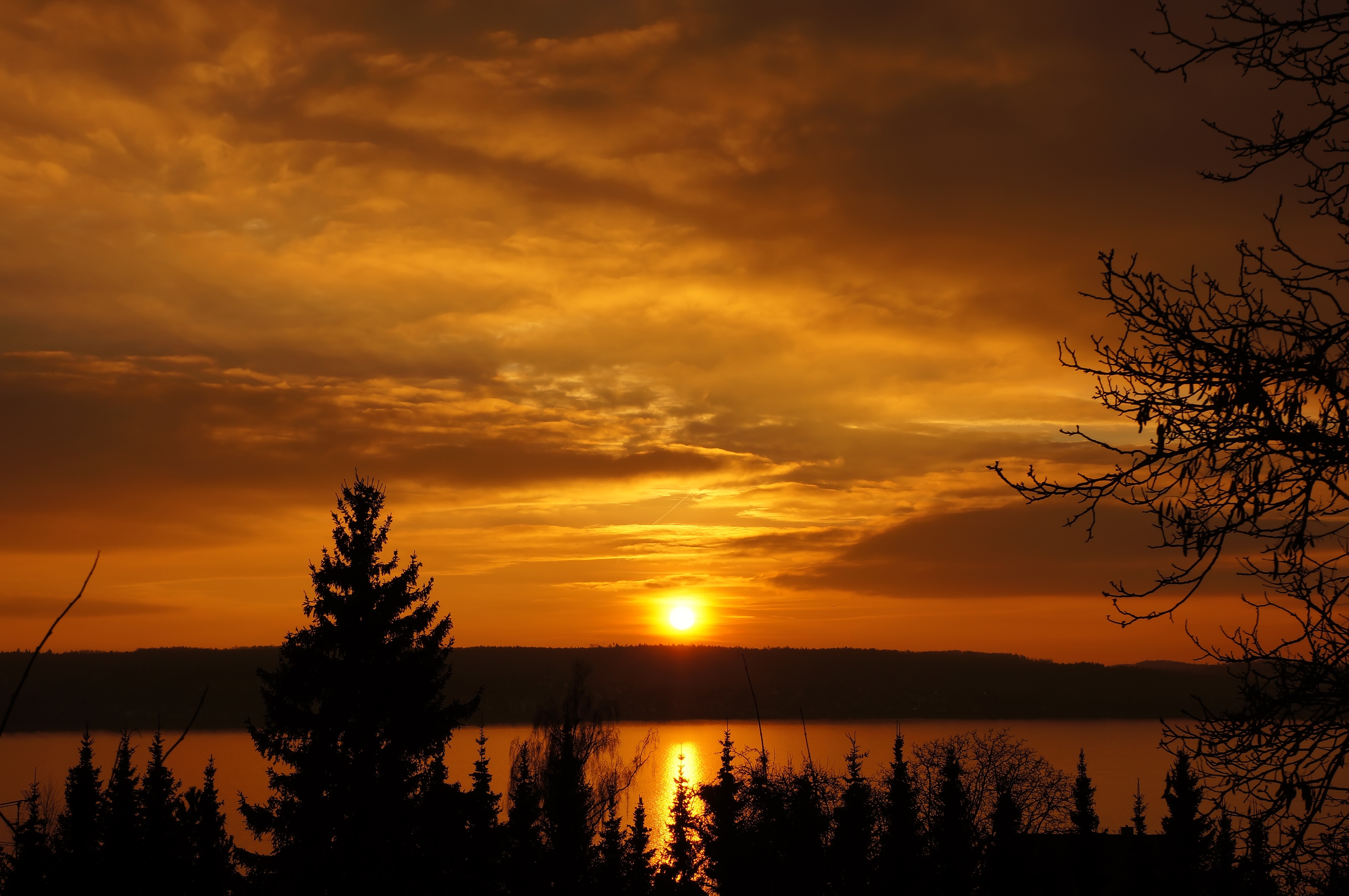 免费照片夕阳下的博登湖