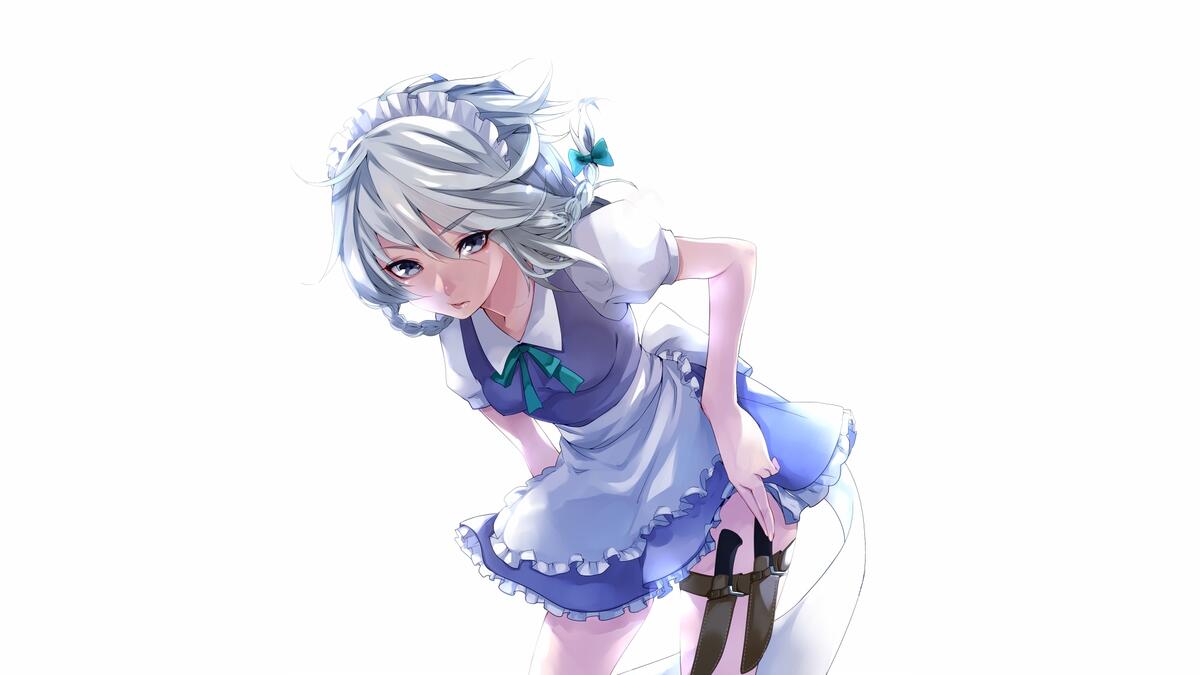 Anime girl in a maid`s uniform