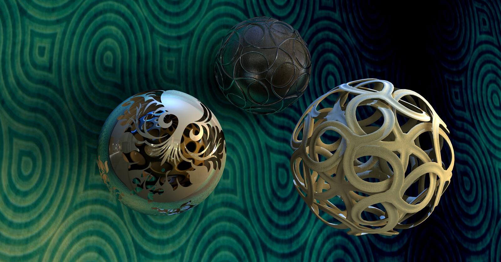 Бесплатное фото 3д фон с тремя шарами