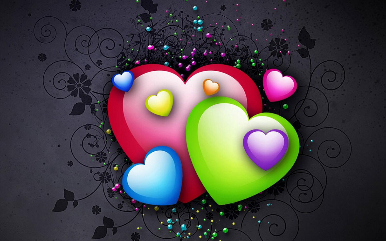 Бесплатное фото Картинка с сердечками нарисованными компьютерной графикой
