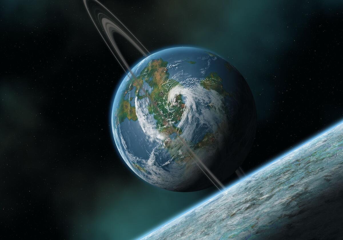 Planet earth with a ring