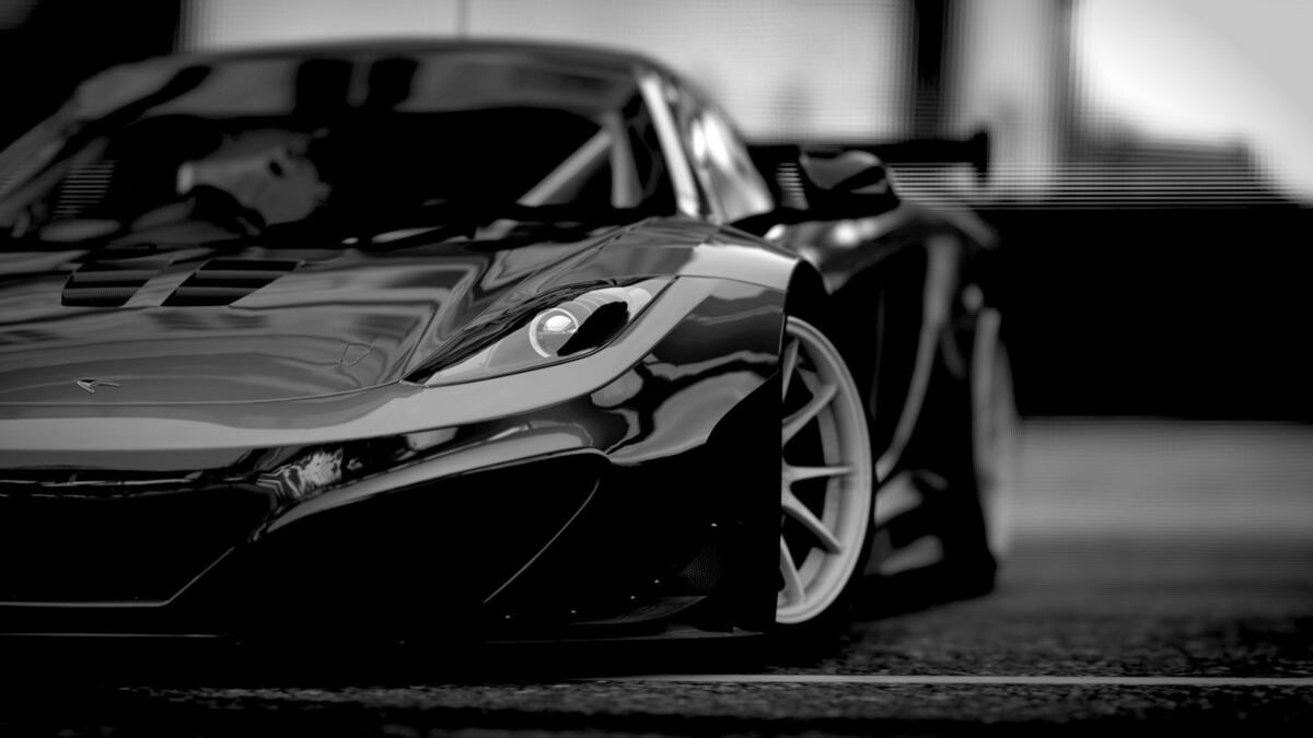 Cool sports car on monochrome picture for pc