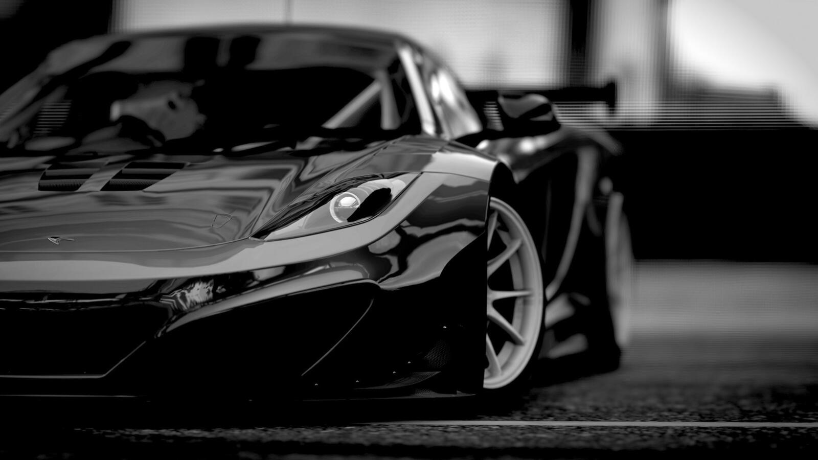 Free photo Cool sports car on monochrome picture for pc