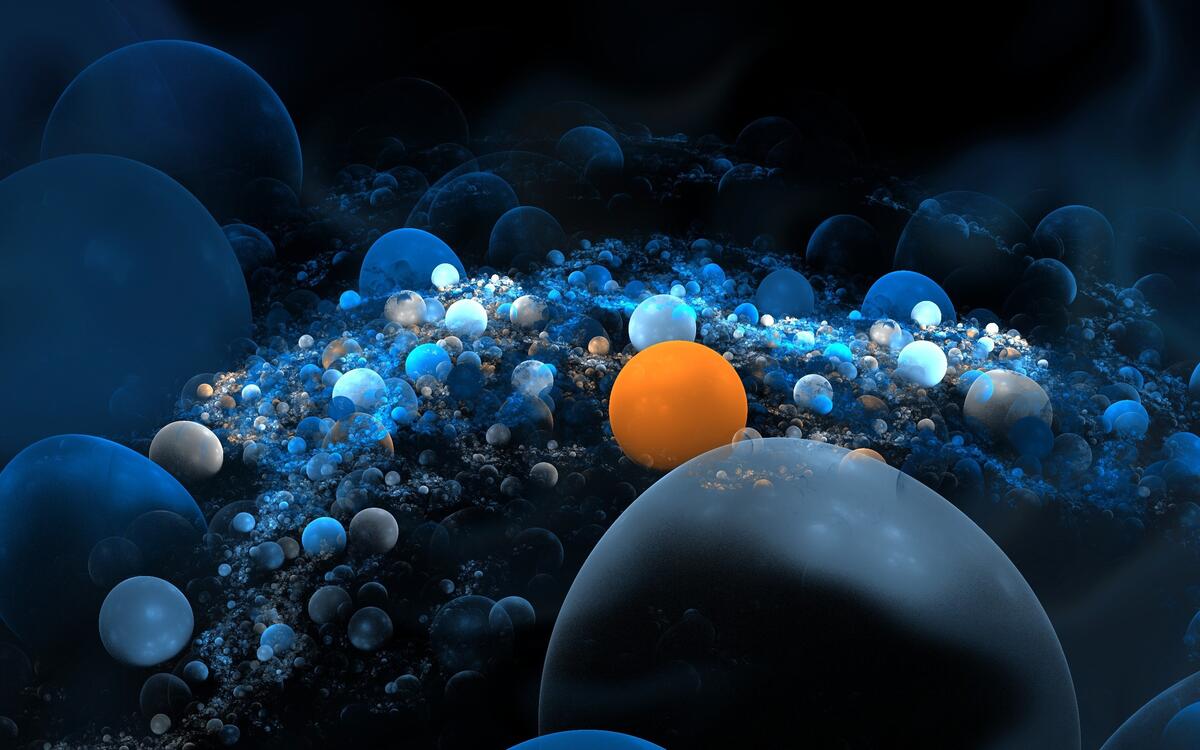 Абстрактные шарики на дне моря