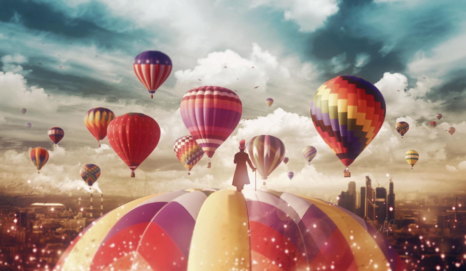 Бесплатное фото Много воздушных шаров в небе