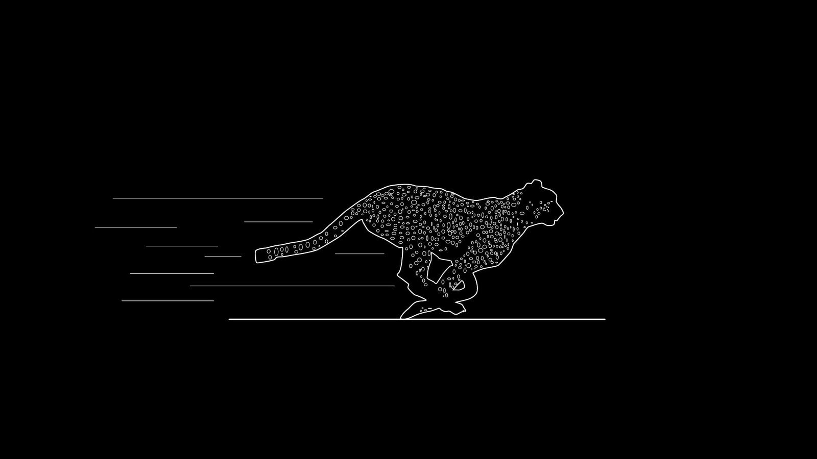 Free photo Silhouette of a running jaguar on a black background