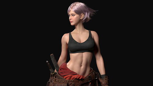 Render girl with a beautiful figure