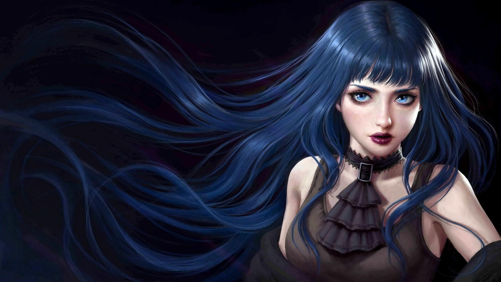 Бесплатное фото Девушка с голубыми волосами