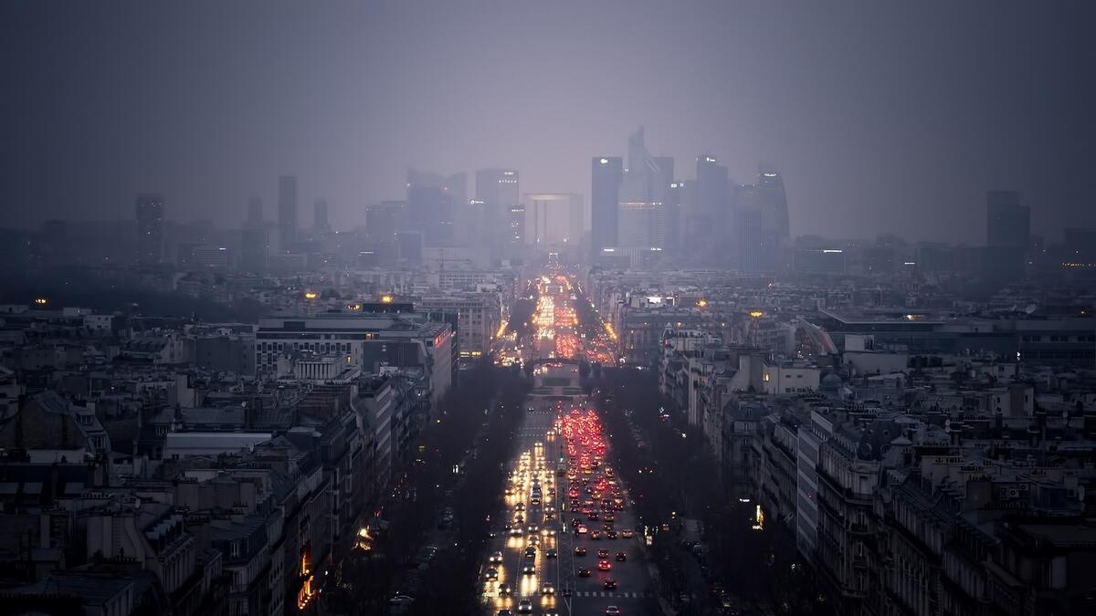Paris at Night in the Fog