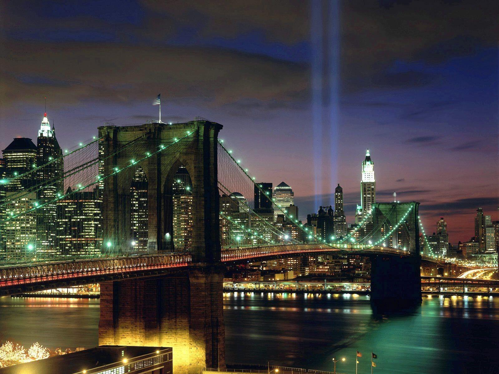 Бесплатное фото Бруклинский мост ночью