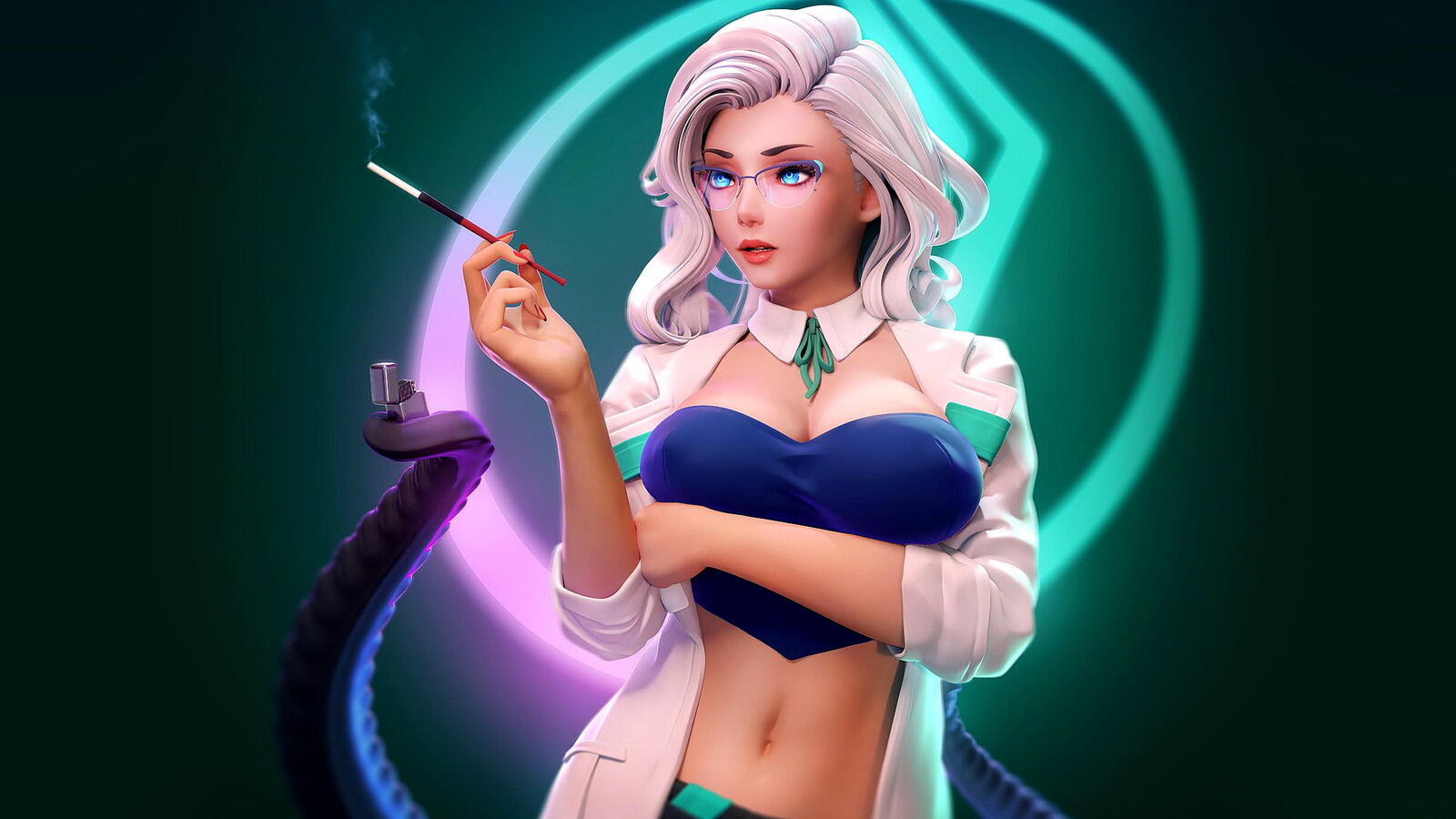 Бесплатное фото Игра Subverse и курящая Lily