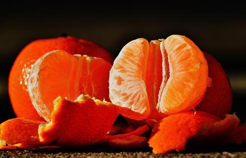 Fresh peeled tangerines