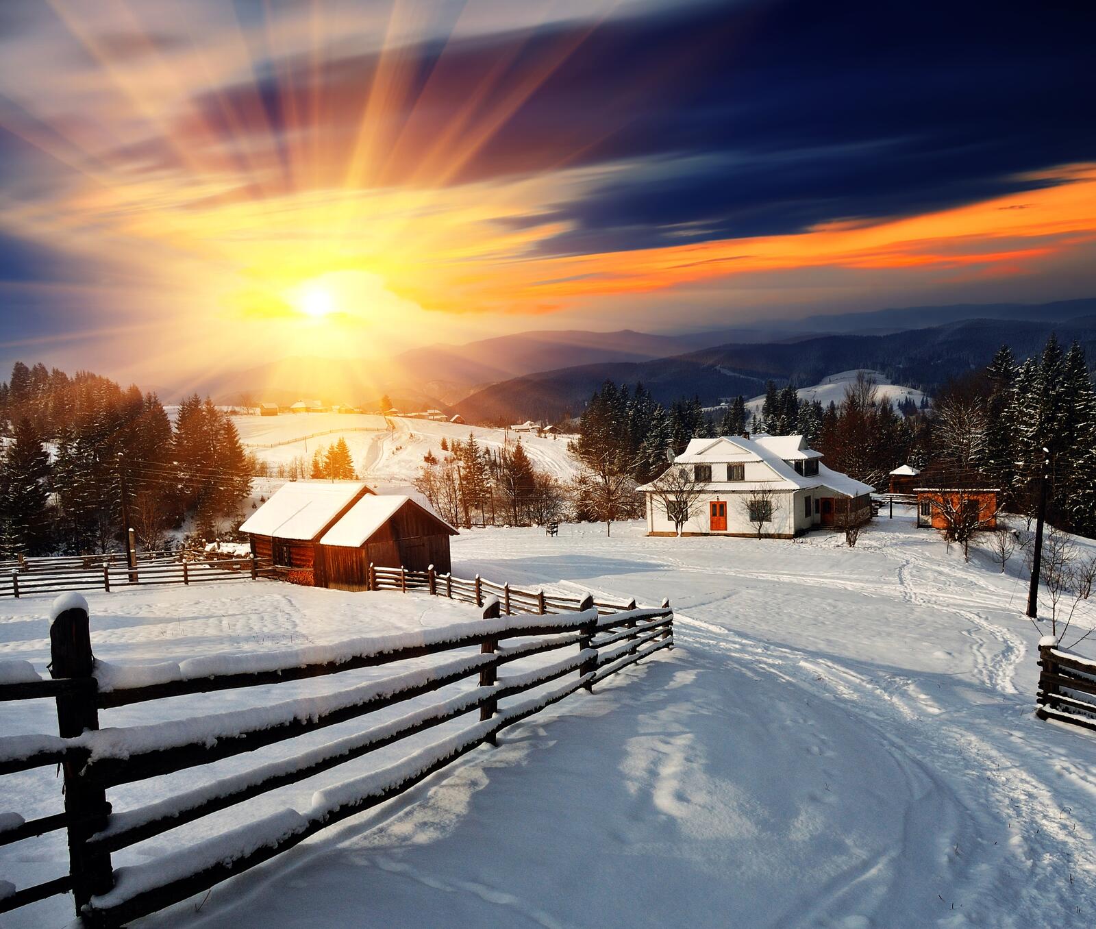 Бесплатное фото Обои зима в Итальянской деревне