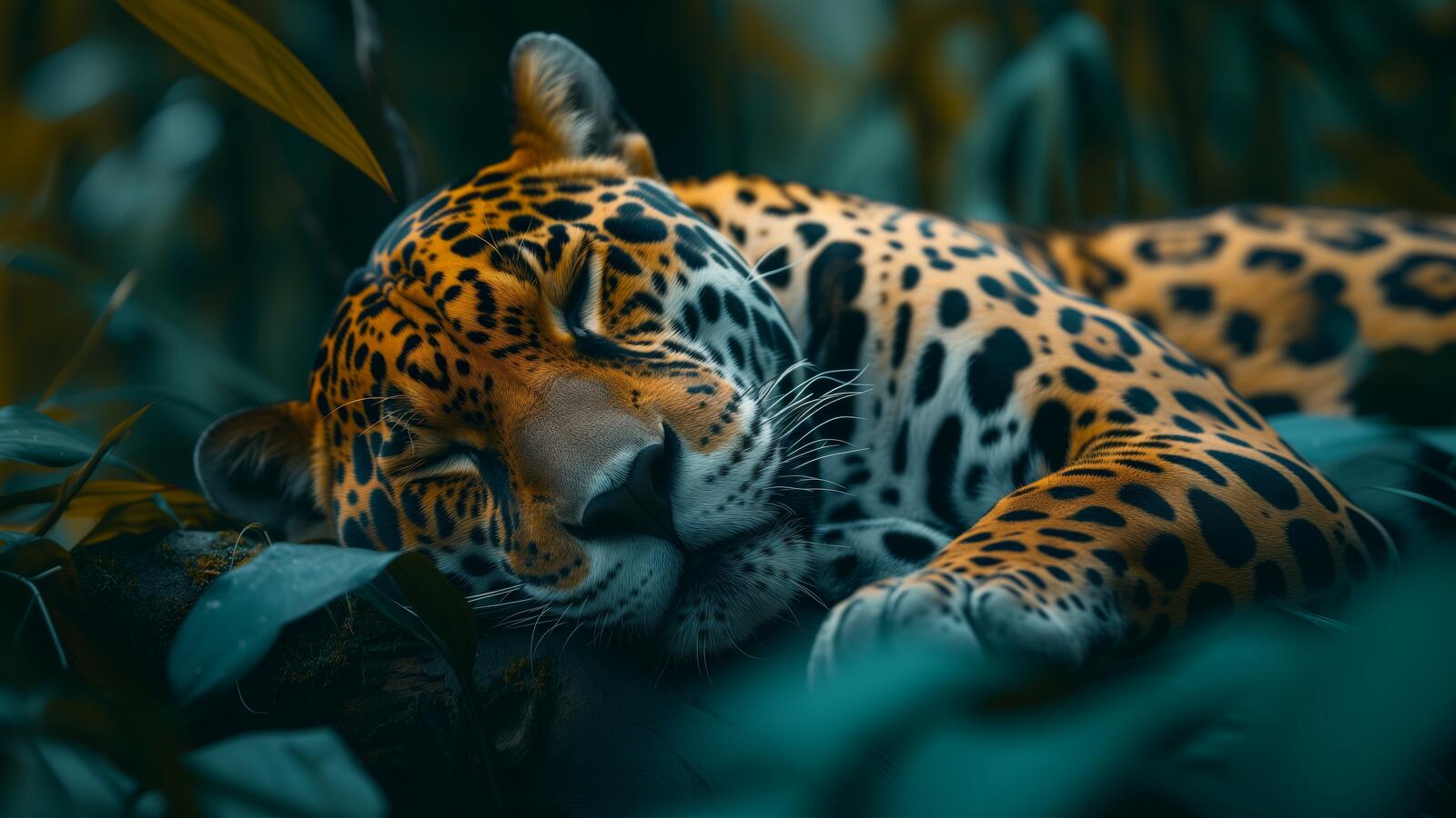 Бесплатное фото Ягуар спит