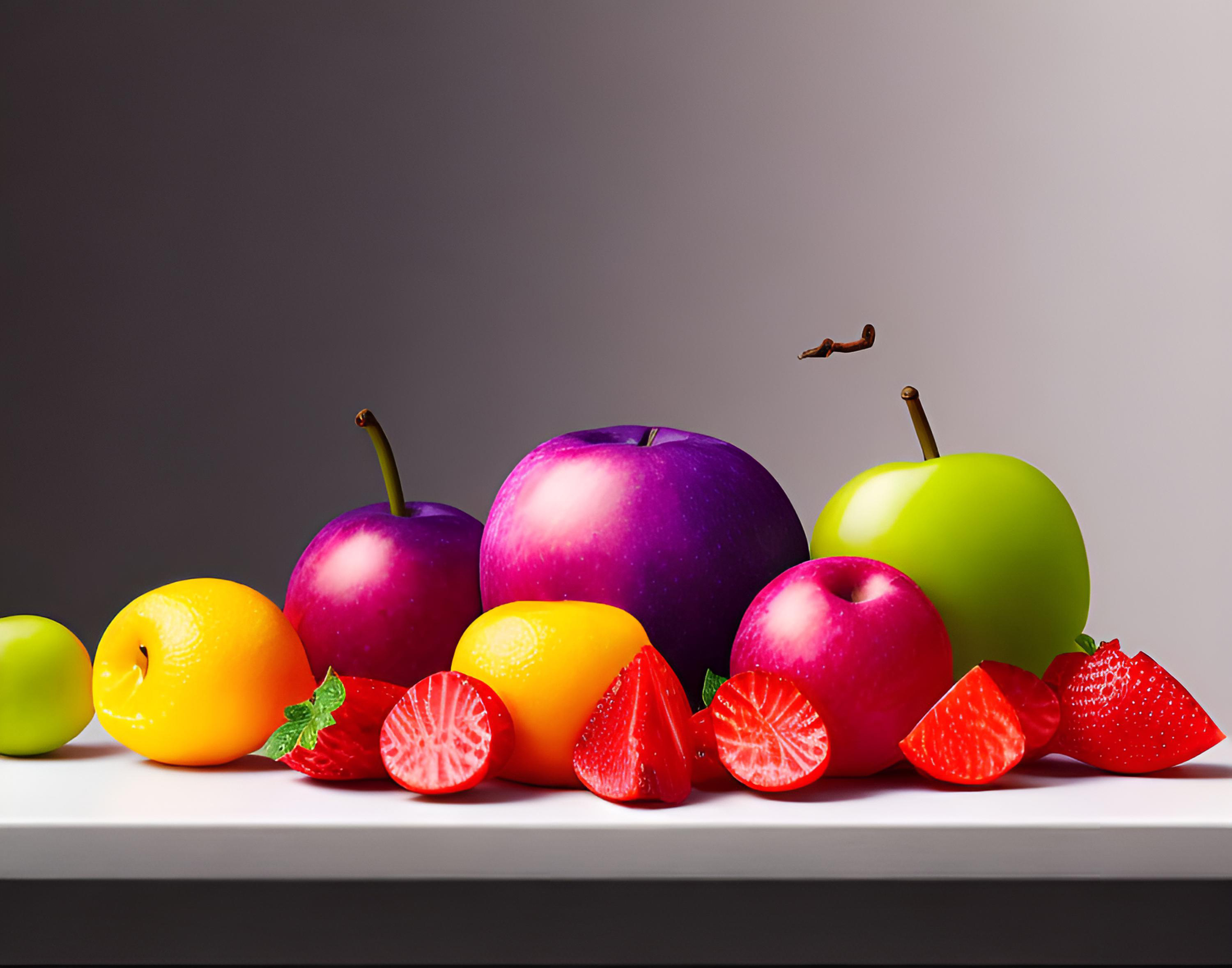 白色桌子上的水果和浆果