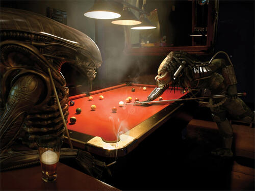 Aliens playing billiards