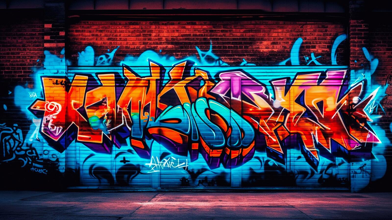 Бесплатное фото Красивое граффити на кирпичной стене
