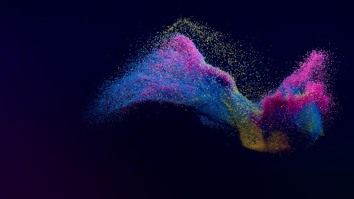Цветная абстрактная пыль из маленьких частиц