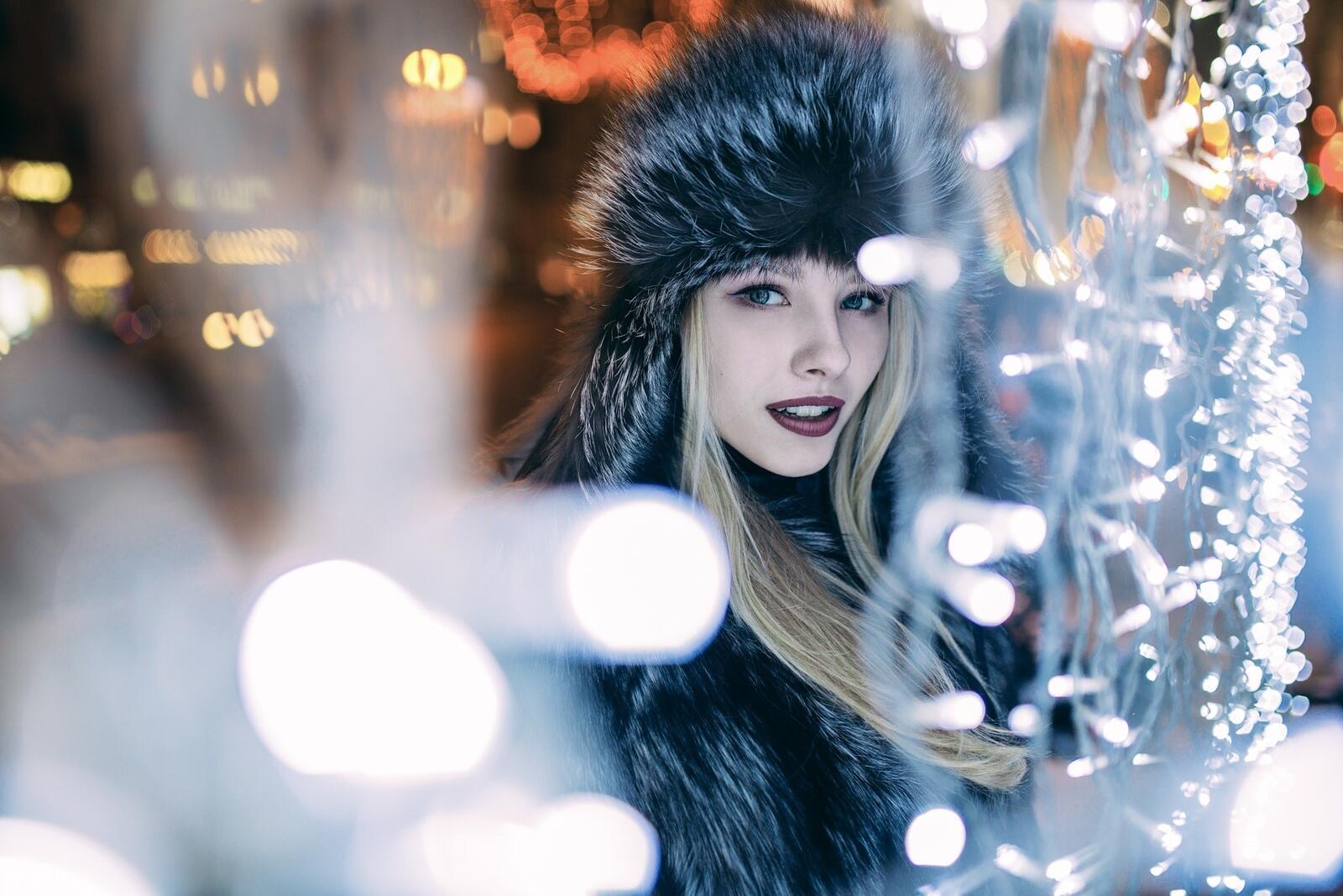 Бесплатное фото Алиса Тарасенко новогодней ночью