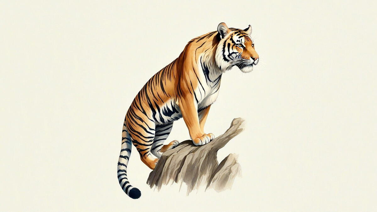 Drawing of a tiger on a light-colored background