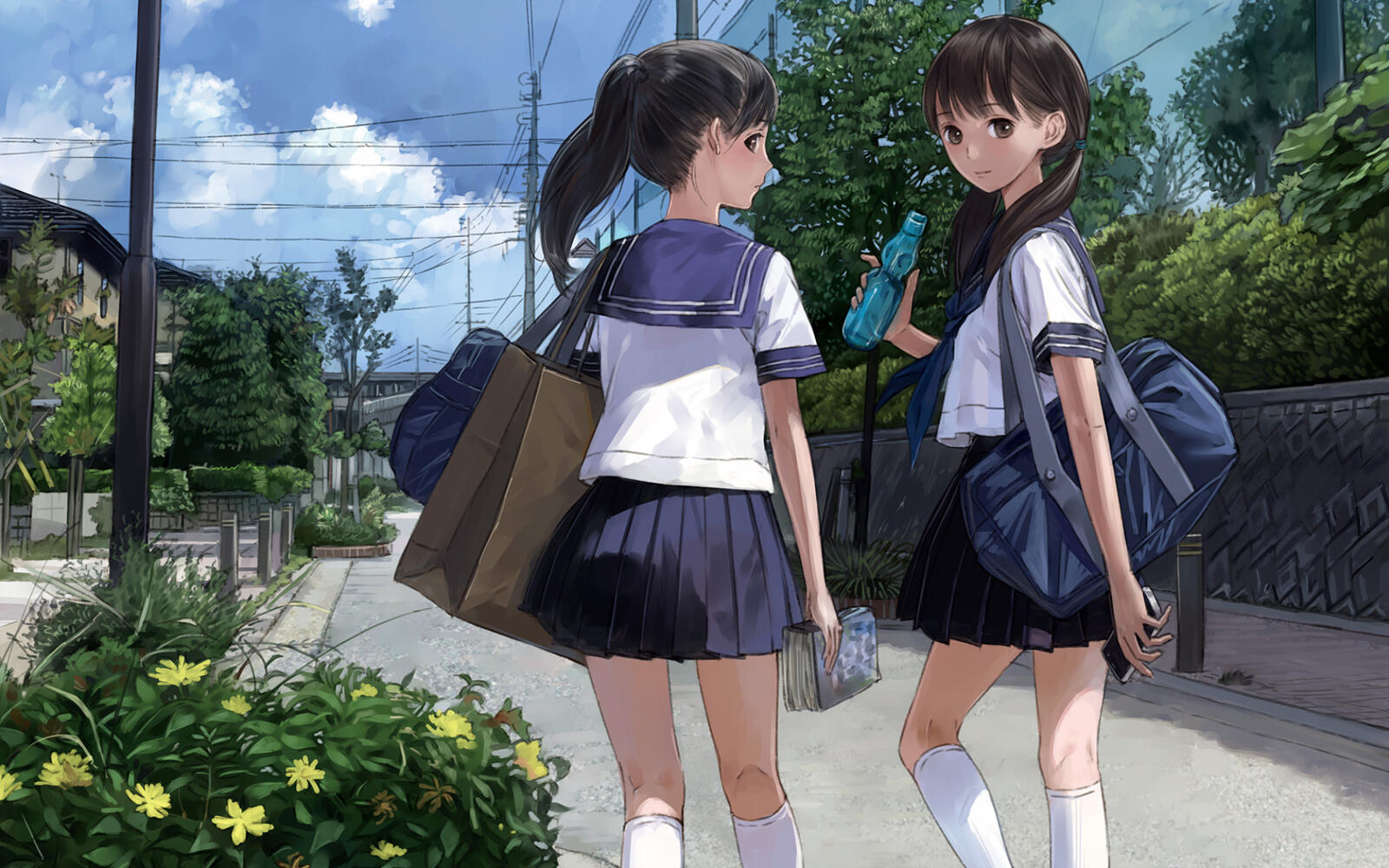 Обои аниме мульт школьницы на рабочий стол