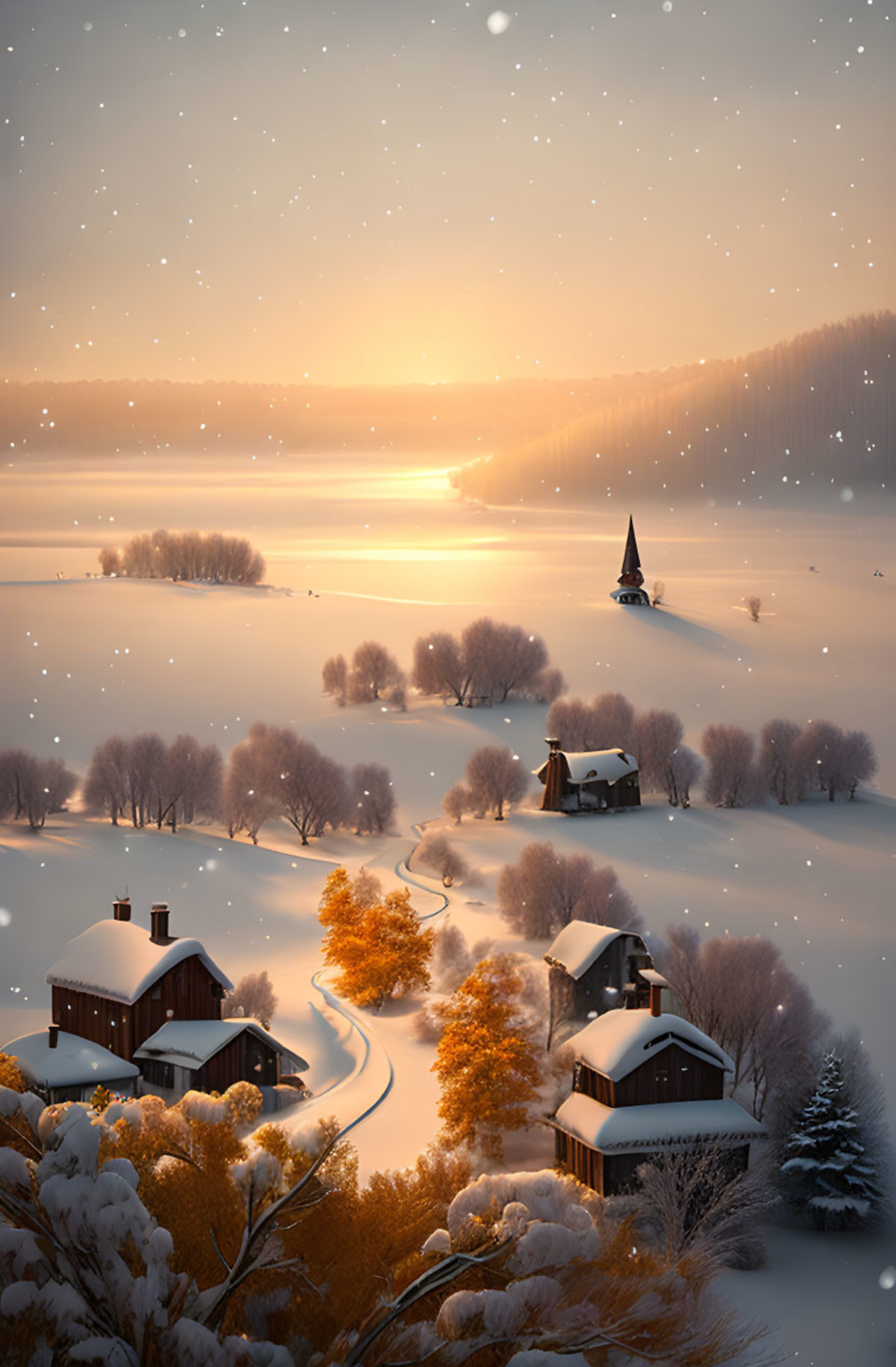 Бесплатное фото Морозный рассвет над  рекой