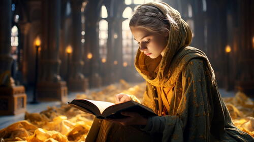 Девушка читает книгу
