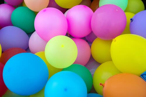 A big pile of colored balloons