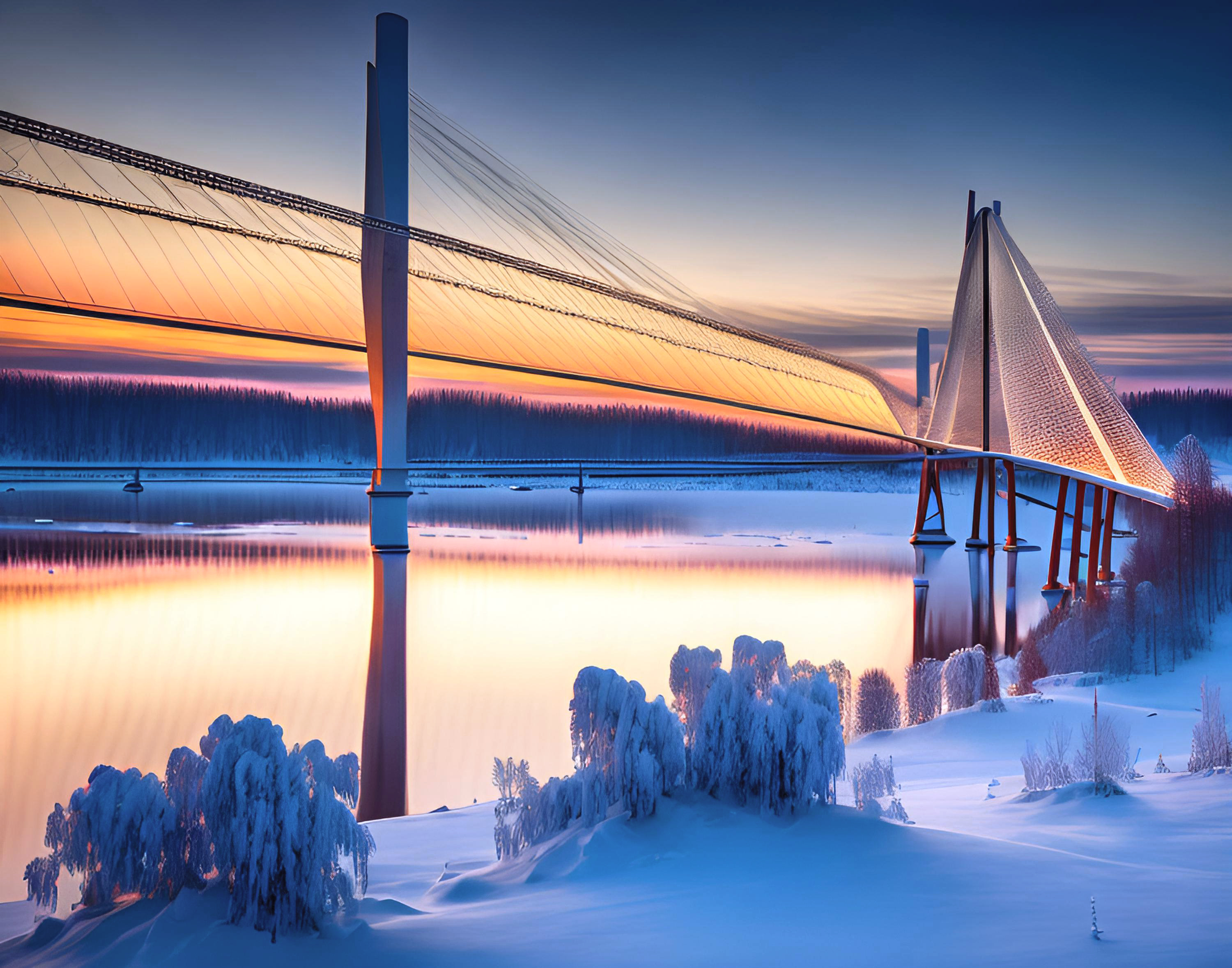 免费照片冬季河流上的桥梁