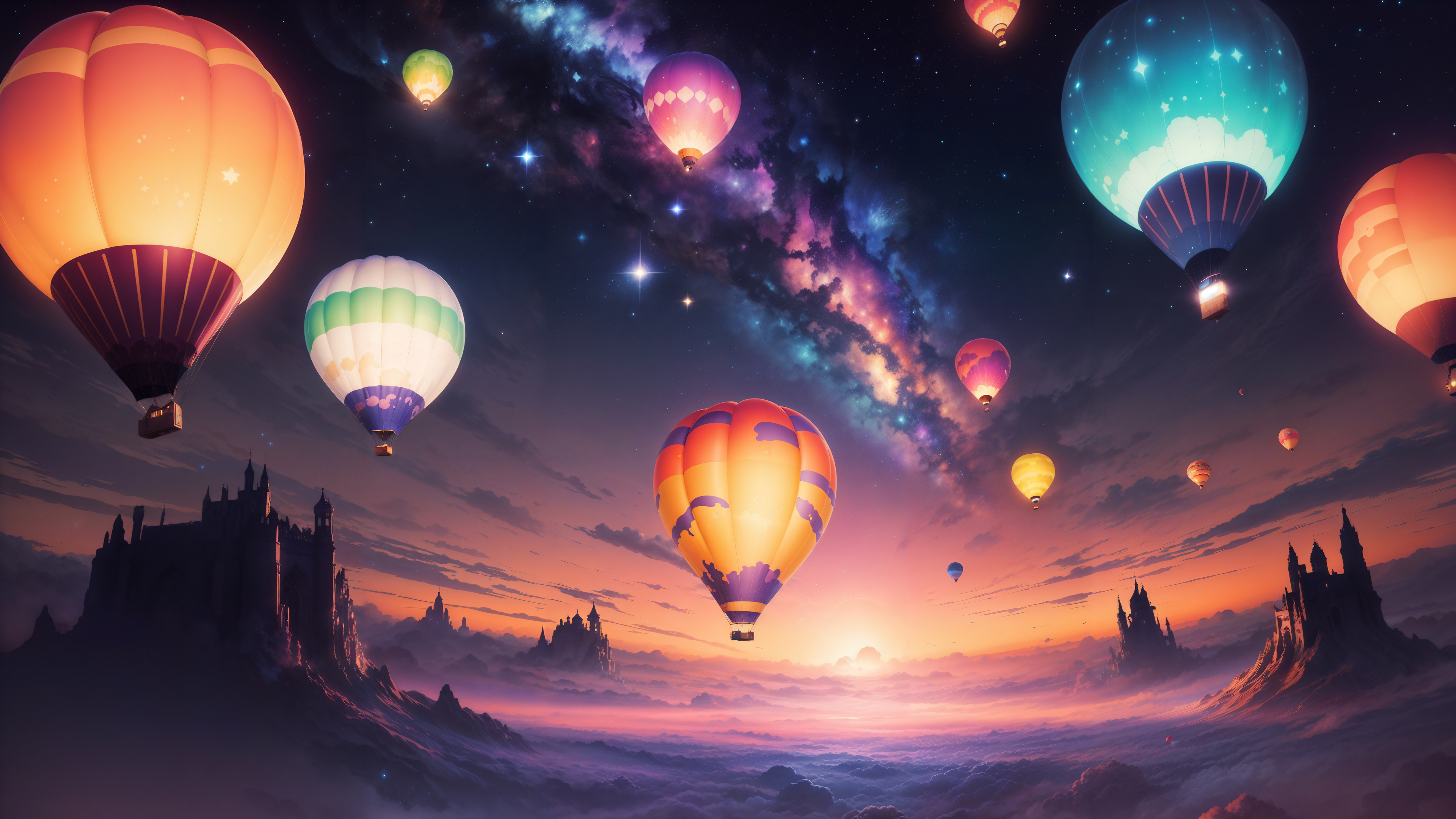 Бесплатное фото Воздушные шары заполонили небо