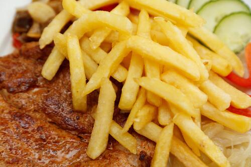 French fries and meat